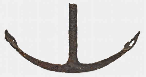 Iron anchor, broken shaft, flat wrought iron, anchor ship's equipment equipment foundry iron metal, forged Small iron anchor