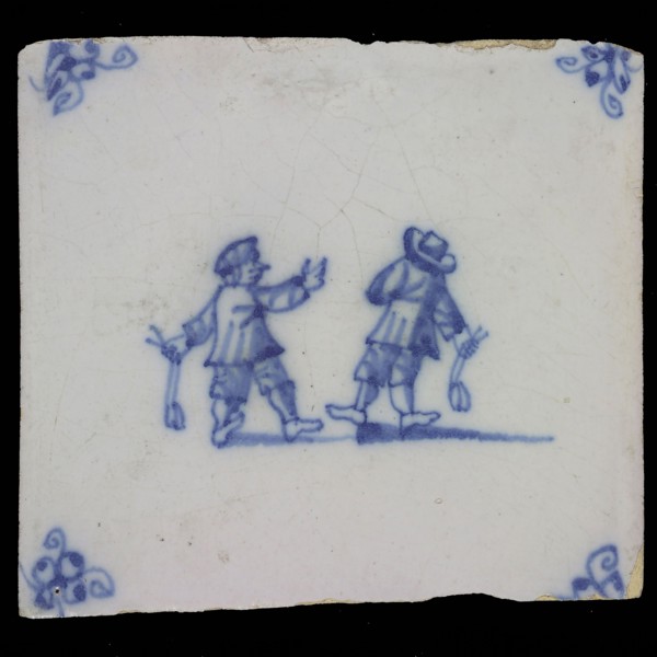 Figure tile, child's play, boulder swing, corner fill spider, wall tile tile image ceramics earthenware glaze tin glaze, in form