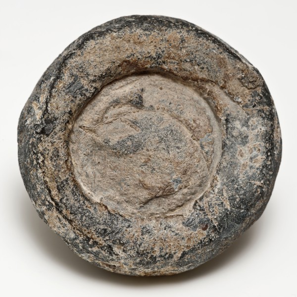 Disc-shaped lead weight with embossed stamps, weight ground find lead metal, gram cast Disc-shaped stamps stamped on both flat
