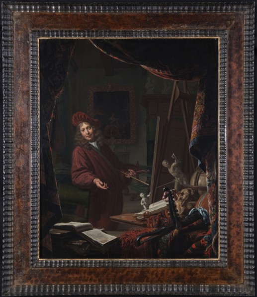 Michiel van Musscher, Portrait of Michiel van Musscher (1645-1705): self-portrait in the studio, self-portrait portrait painting