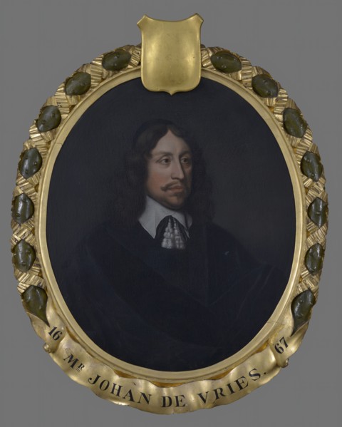 Pieter van der Werff, Portrait of Johan de Vries (1609-1677), portrait painting visual material linen oil paint, Oval portrait