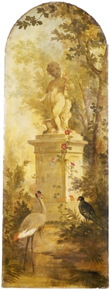 Willem Adrianus Fabri, Wallpaper with Amor statue and birds, room wallpaper wallpaper painting canvas linen burlap paint oil