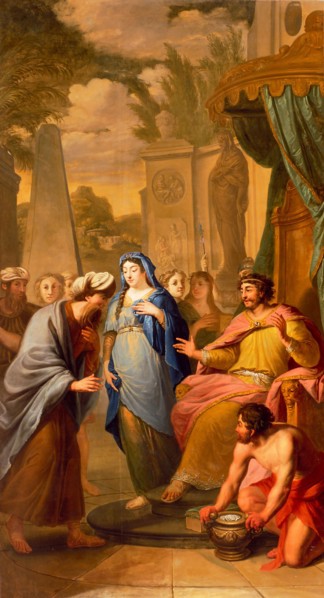 Elias van Nijmegen, Biblical representation: Abimelech returns Sarah to Abraham, wallpaper painting canvas linen oil painting