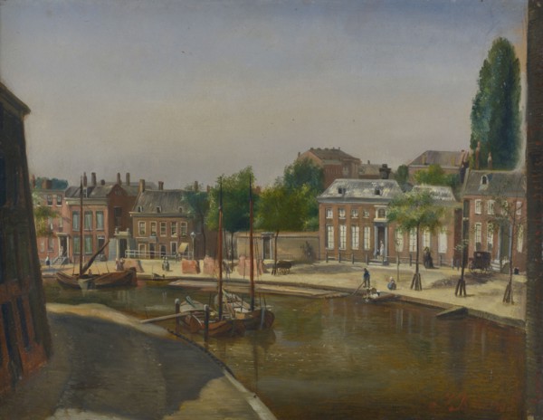 Jan Bikkers, View of the Coolsingel from the Delftse Poort, Rotterdam, cityscape painting visual material paper oil painting