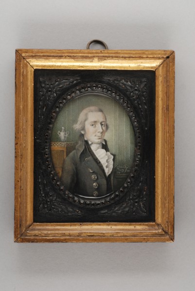 Gijsbertus Johannus van den Berg, Portrait miniature by Mathijs Pieter van der Burght, portrait miniature painting footage gold