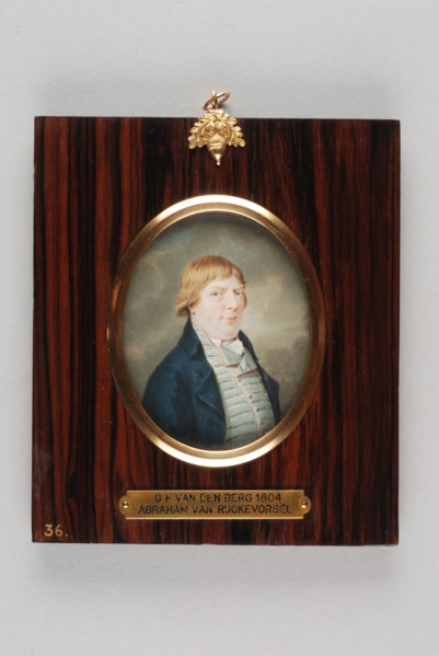 Gijsbertus Johannes van den Berg, Portrait miniature by Abraham van Rijckevorsel (1745-1815), portrait miniature painting visual