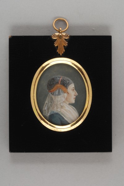 Portrait miniature of Geertruida Wilhelmina Adriana van Hogendorp, portrait miniature painting footage wood ivory paint