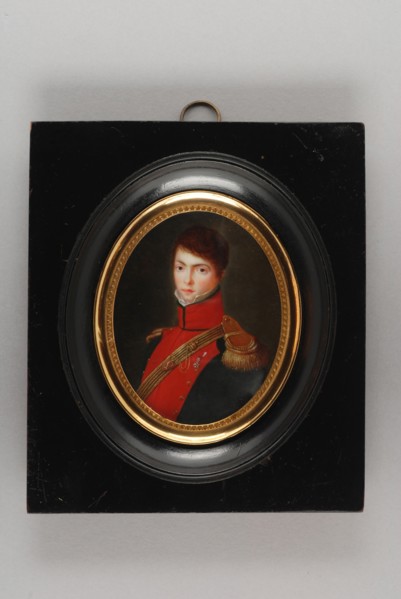 A. Beaussier?, Portrait miniature of baron Olivier junior, portrait miniature painting footage wood ivory paint watercolor ivory