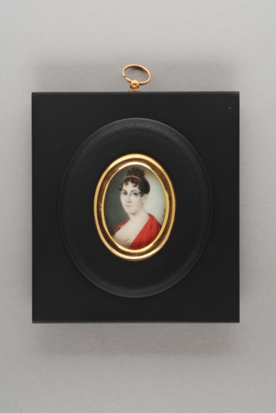 Hendrik van Overklift, Portrait miniature of woman, portrait miniature painting visual material ivory paint watercolor ivory