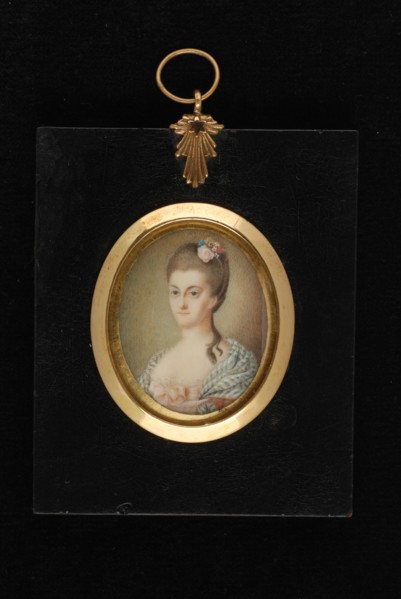Pieter le Sage, Portrait miniature of Princess Wilhelmina of Prussia, portrait miniature painting footage wood ivory paint