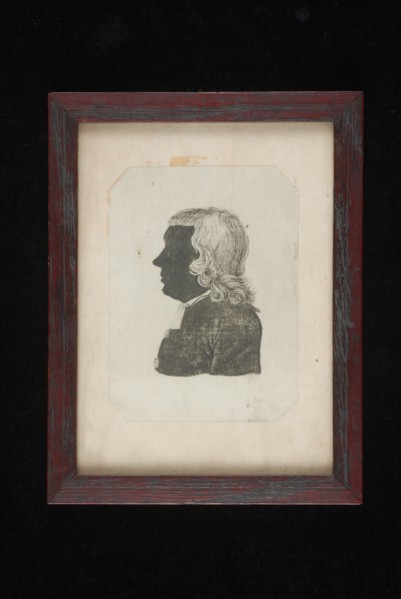 publisher: Johannes Jacobus Meyneken, Silhouette portrait to the left of Carel Philip Sander, silhouette copper engraving print