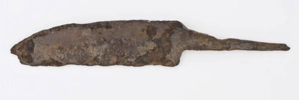 Blade with broken off point and narrowed sting, blade knife cutlery ground find iron metal, Blade with broken end and narrowed