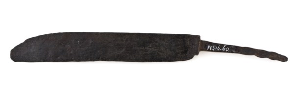 Blade with narrowed angel and forged handle of lifter protector, blade knife cutlery soil find iron metal, Discarded brand blade
