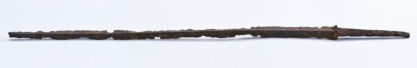 Remaining blade of ornamental weighing, blade epee part soil find iron metal, Long narrow tapering blade triangular in cross