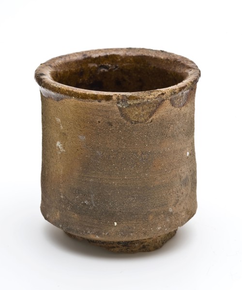 Ointment jar, red earthenware, cylindrical, ointment jar pot holder soil found ceramic earthenware glaze lead glaze, hand-turned