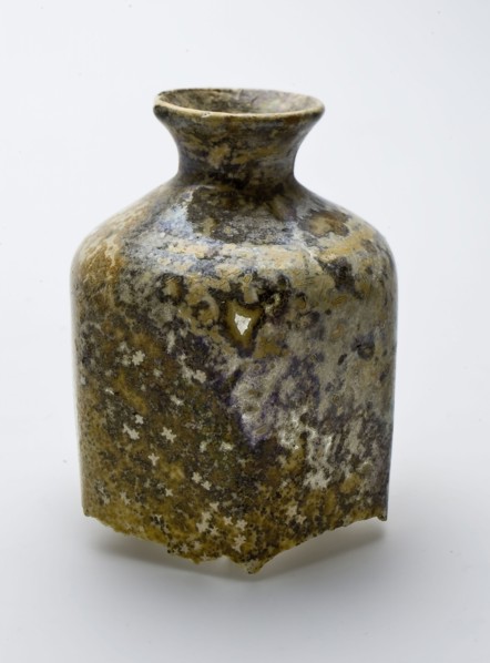 Fragment of part of wall, shoulders, neck and lip of (medicine?) Bottle, medicine bottle? bottle holder soil find glass, free