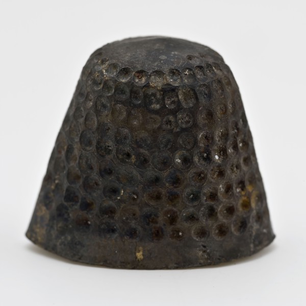 Copper molded thimble, thimble sewing kit soil find copper metal, cast Copper cast thimble spirally drawn on top with blank