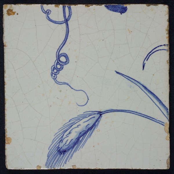 Blue tile with ear of corn, of chimney pilaster with 39 tiles, tile pilaster footage fragment ceramic pottery glaze, Eight blue