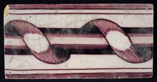 Rectangular purple border tile, surrounded decor, surrounded column, with dark purple parallel lines as edge decoration, brown