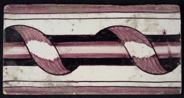 Rectangular purple border tile, surrounded decor, surrounded column, with dark purple parallel lines as border decoration, brown