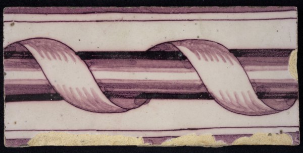 Rectangular purple border tile, lilac-like fond, surrounded decor, surrounded column, with dark purple parallel lines as edge
