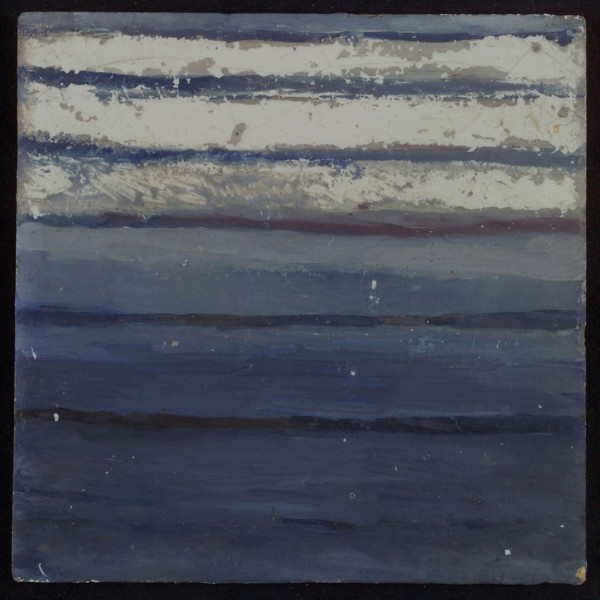 Cornelis Boumeester, Blue tile picture C: BOVMEESTER, with stripes and foliage, tile picture material ceramics pottery glaze