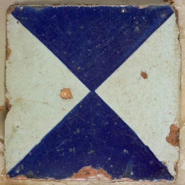 Ornament tile, similar to diabolo, wall tile tile sculpture ceramic earthenware glaze, baked 2x glazed painted Red shard square