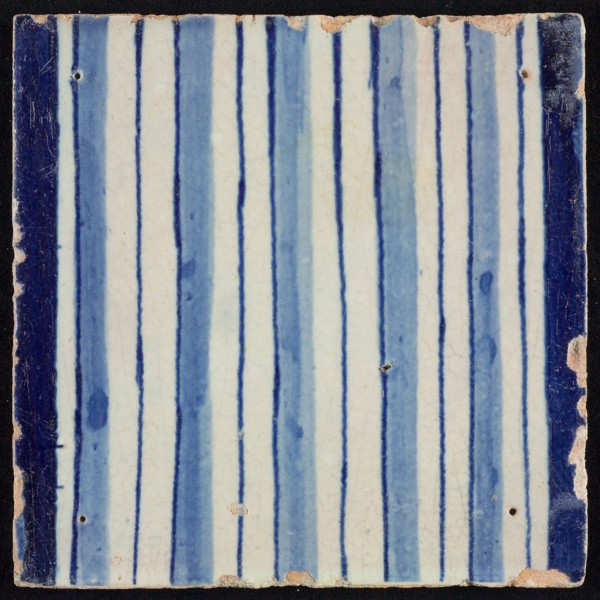 Tile of chimney pilaster, blue on white, part of column with continuous fluke, chimney pilaster tile pilaster footage fragment