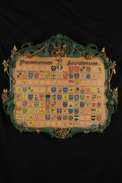 F.D.O. Obreen, Coat of arms of pensionaries and secretaries of Rotterdam, painting footage wood watercolor, Coat of arms