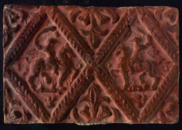 Hearthstone, from Antwerp Belgium, without frame, with two knights on horseback, fireplace stone part ceramics brick, baked
