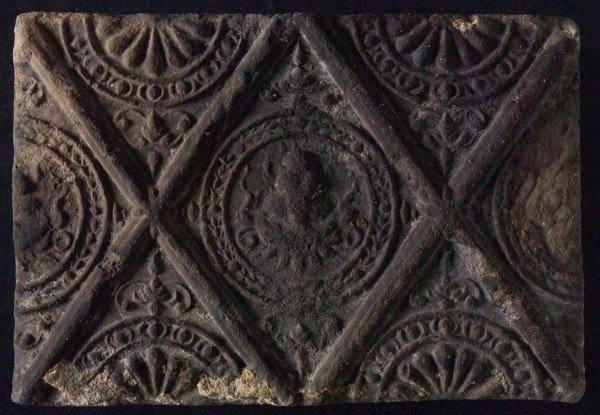 Hearthstone, from Antwerp Belgium, without frame, with male head, fireplace stone part ceramic brick, baked Hearth stone
