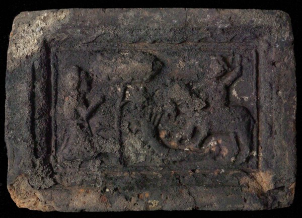 Hearthstone, Luiks, from Luik, Liege Belgium, with wide frame, with Sint Joris, fireplace stone fireplace ceramic brick, baked
