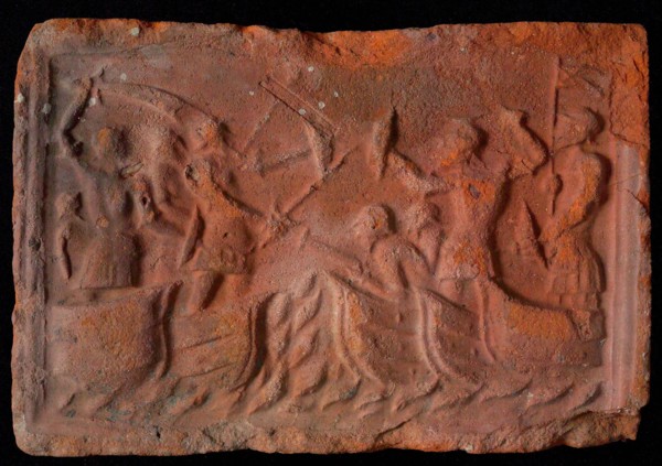 Hearthstone, from Antwerp Belgium, with narrow frame, with sea battle, fireplace stone part ceramic brick, fired Hearth