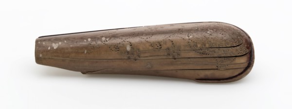 Legs knife handle decorated with flower stalk and flower, knife cutlery cutlery soil find leg, w 3.0 sawn cut sanded dot