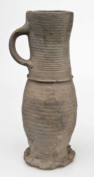 Gray Jug or jacobakan, stoneware jug on pinched foot, Jug or jacobakan jug crockery holder soil find ceramic stoneware, hand