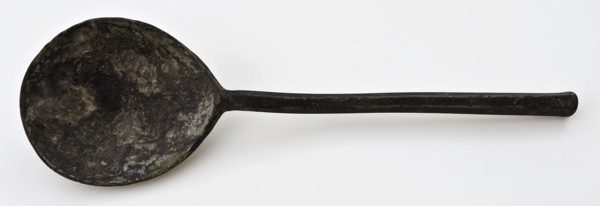 Pewter spoon with hexagonal handle, marked, spoon cutlery soil find tin metal total, shank, bake w 5,3 cast Pewter spoon
