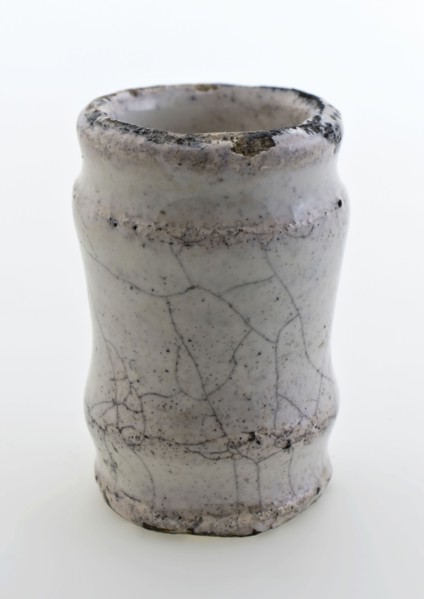 Pottery ointment jar, cylindrical model, white glazed, ointment jar pot holder soil find ceramic earthenware glaze tin glaze