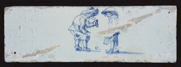 Border tile, double child's play, ball game, edge tile wall tile tile sculpture ceramic earthenware glaze, baked 2x glazed