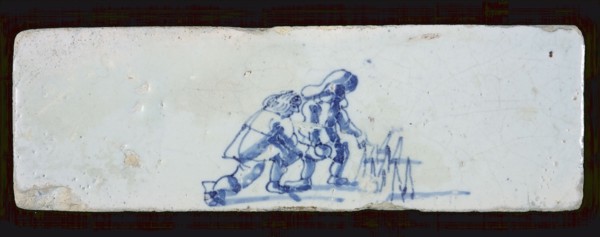 Border tile, double child's play, skittles, edge tile wall tile tile sculpture soil find ceramic pottery glaze, baked 2x glazed