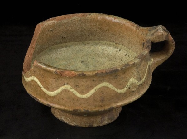 Pottery test on stand ring, tapered with straight upper edge and sludge decoration, test fire test heating soil finding ceramics