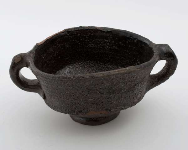 Pottery dish (misbaksel), red shard, fully glazed, two bandors, on stand, pop bowl bowl crockery holder earth discovery ceramic