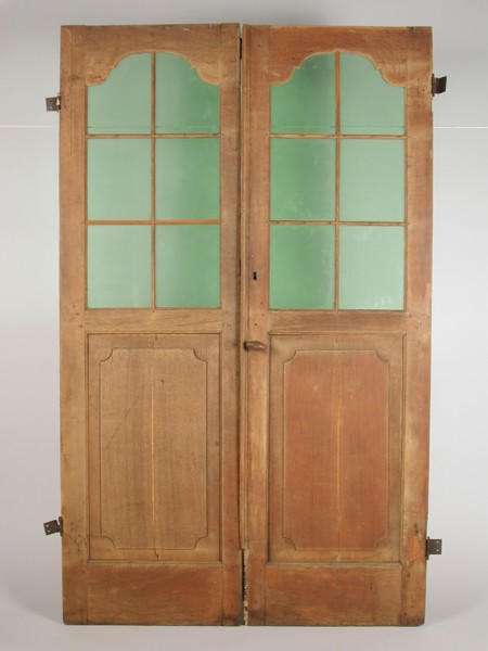 Double bedstead door with windows, door bedstede building part wood iron glass, hinges and locks) sawn planed Double bedstead