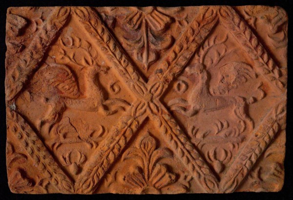 Hearthstone, from Antwerp Belgium, without frame, with winged deer in the window, hearthstone fireplace component ceramics brick
