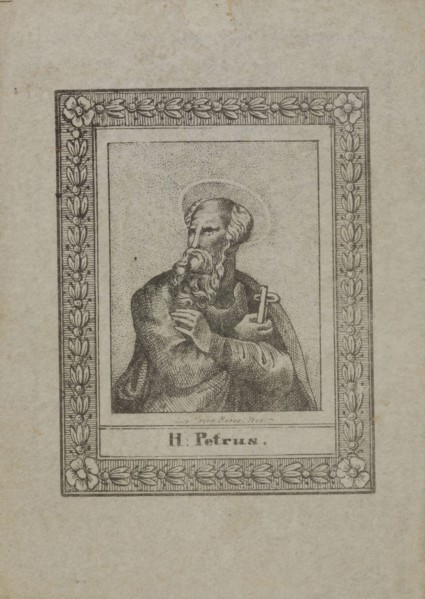 Voorn Boers, Prayer for Antonius Boogaerts, with black and white image of Peter on the front, prayer print print footage