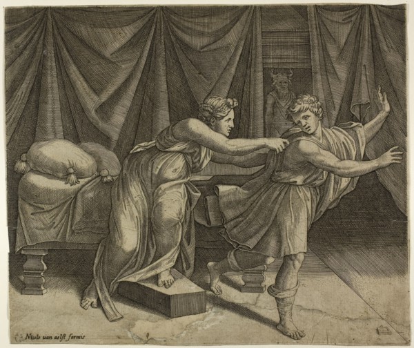 Joseph and Potipher’s Wife, n.d., Marcantonio Raimondi (Italian, c. 1480-1534), after Raffaello