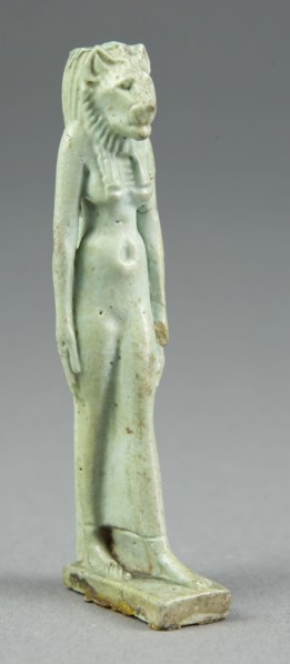 Amulet of the Goddess Sekhmet, Third Intermediate Period (1070–664 BC), Egyptian, Egypt, Faience, 8