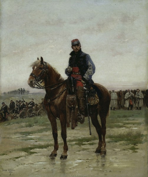 A Mounted Officer, 1877, Jean Baptiste Edouard Detaille, French, 1848-1912, France, Oil on canvas,
