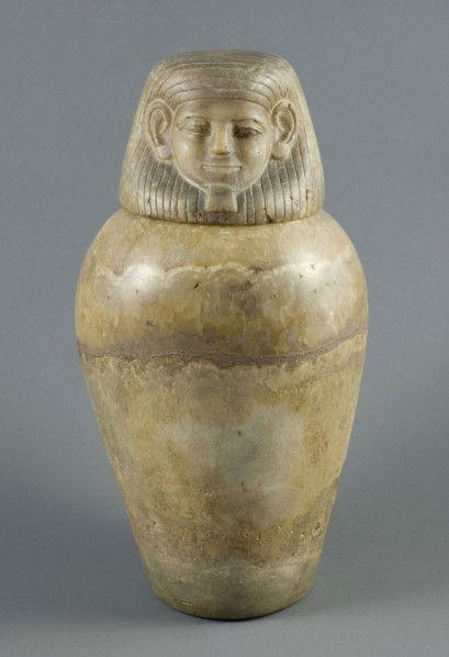 Canopic Jar with Human Head Lid, Middle Kingdom, Dynasty 12 (about 1985–1773 BC), Egyptian, Egypt,