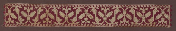 Border, 1601/25, Italy, Linen, plain weave, pulled thread work embroidered with silk in back,