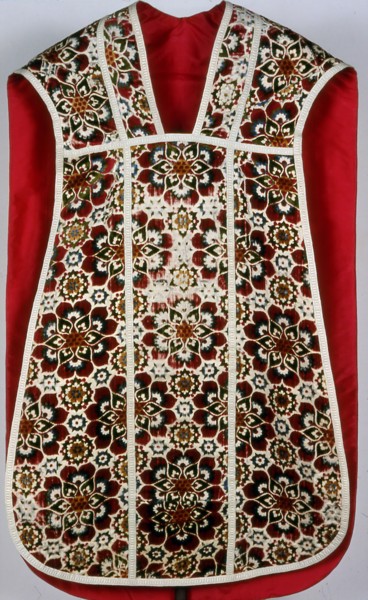 Chasuble, 1501/25, Italy, Silk, warp-float faced 4:1 satin weave with three and four-color